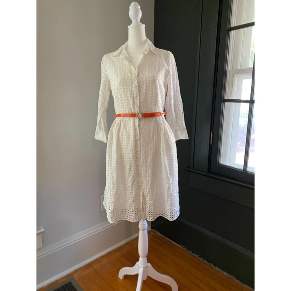Who What Wear Dresses & Skirts - Who what wear white eyelet button down dress Sz S
